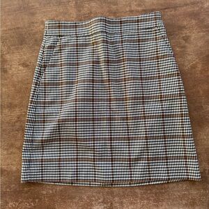 LOFT Brown and White Plaid Mini Skirt